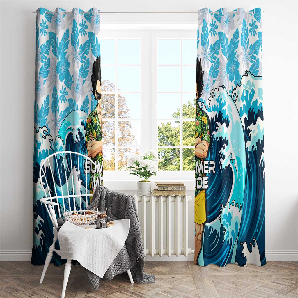 Vegeta Dragon Ball Summer Theme Window Curtain with Hawaiian Shirt Sunglasses Shenron and Ocean Wave Background - The Mazicc