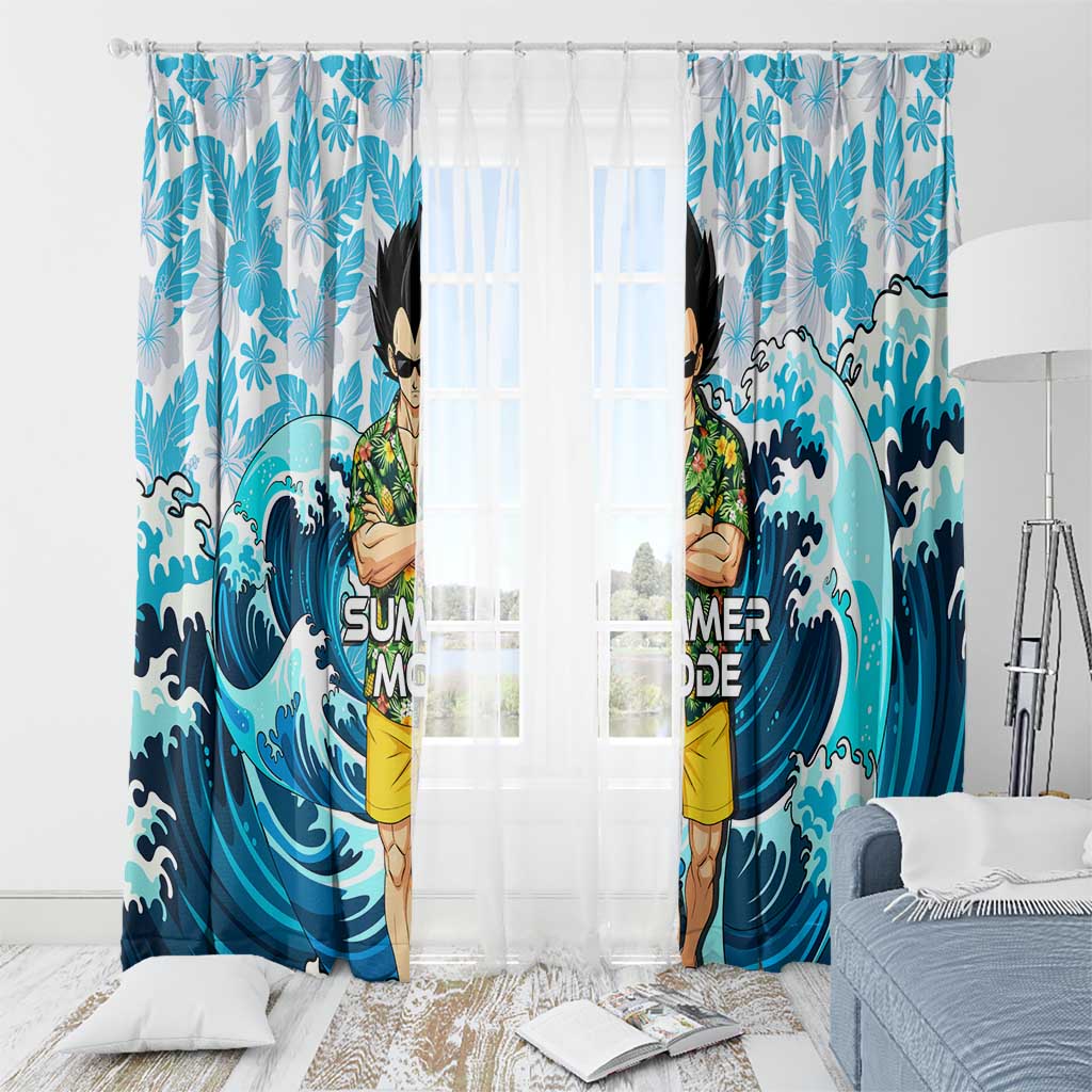 Vegeta Dragon Ball Summer Theme Window Curtain with Hawaiian Shirt Sunglasses Shenron and Ocean Wave Background - The Mazicc