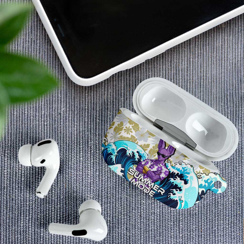 Beerus Dragon Ball Summer Theme AirPods Case with Floral Shirt Sunglasses Shenron and Ocean Wave Background - The Mazicc