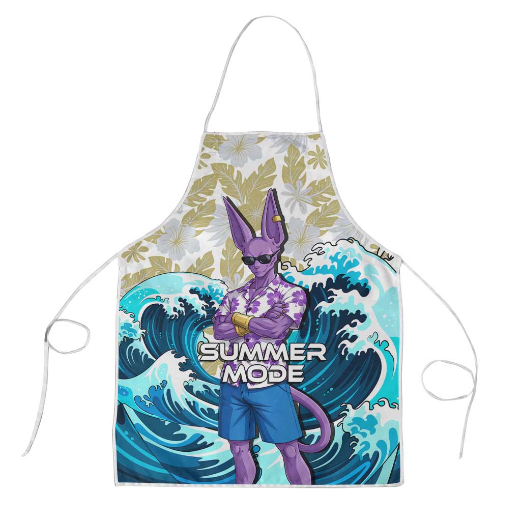 Beerus Dragon Ball Summer Theme Apron with Floral Shirt Sunglasses Shenron and Ocean Wave Background - The Mazicc