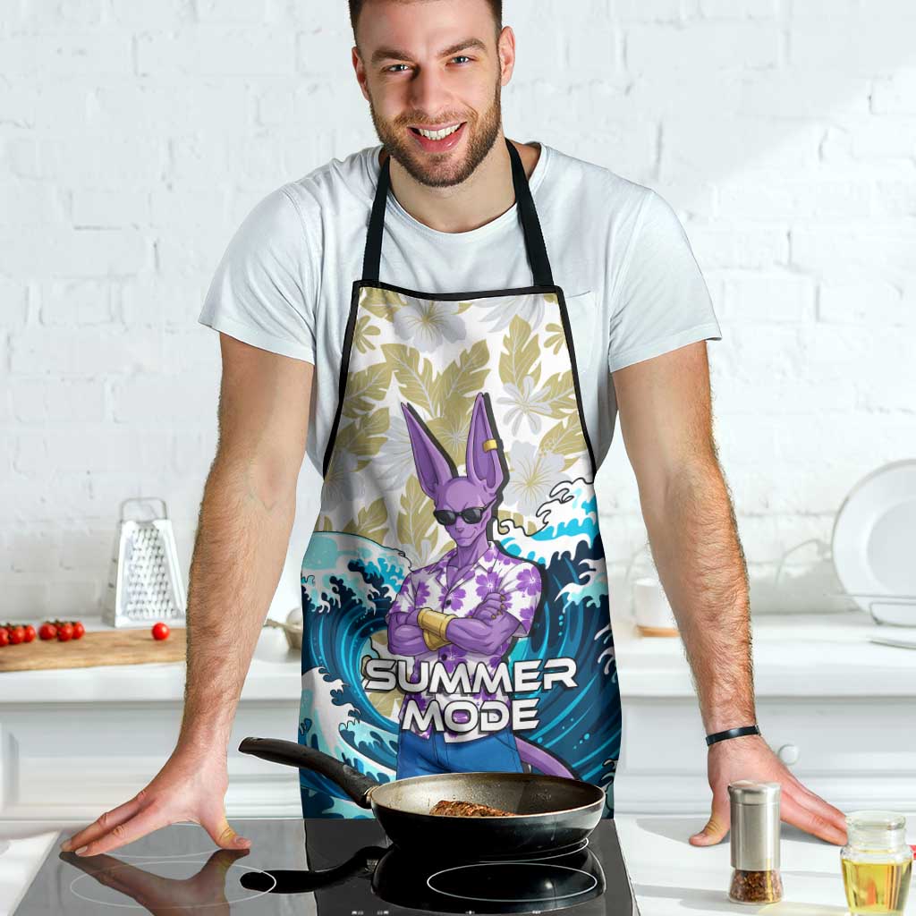 Beerus Dragon Ball Summer Theme Apron with Floral Shirt Sunglasses Shenron and Ocean Wave Background - The Mazicc