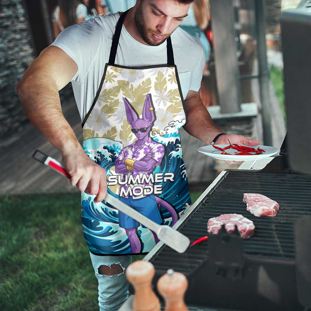Beerus Dragon Ball Summer Theme Apron with Floral Shirt Sunglasses Shenron and Ocean Wave Background - The Mazicc