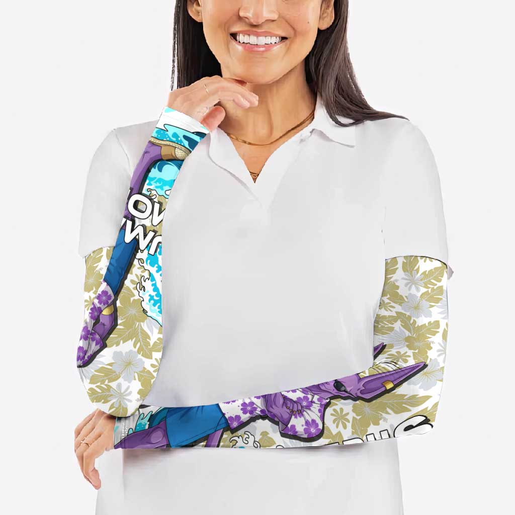 Beerus Dragon Ball Summer Theme Arm Sleeves with Floral Shirt Sunglasses Shenron and Ocean Wave Background - The Mazicc