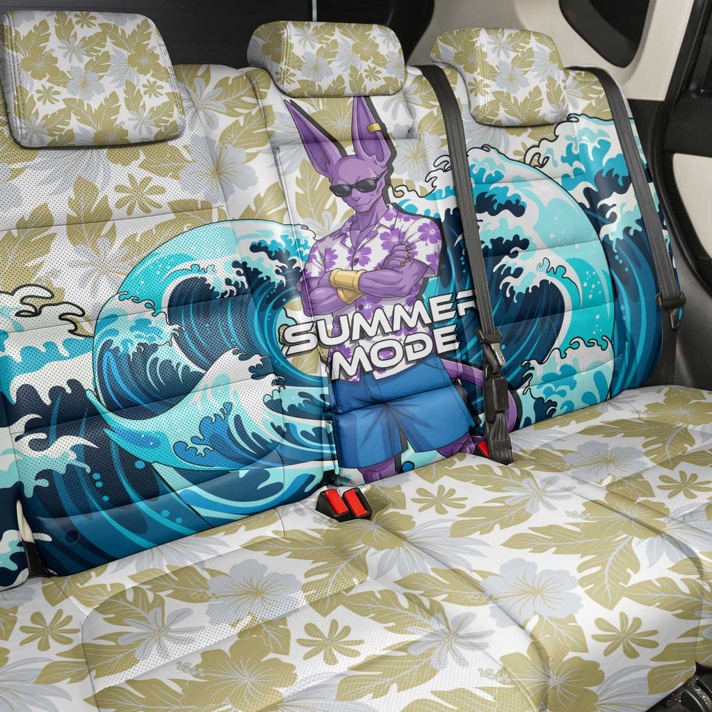 Beerus Dragon Ball Summer Theme Back Car Seat Cover with Floral Shirt Sunglasses Shenron and Ocean Wave Background - The Mazicc
