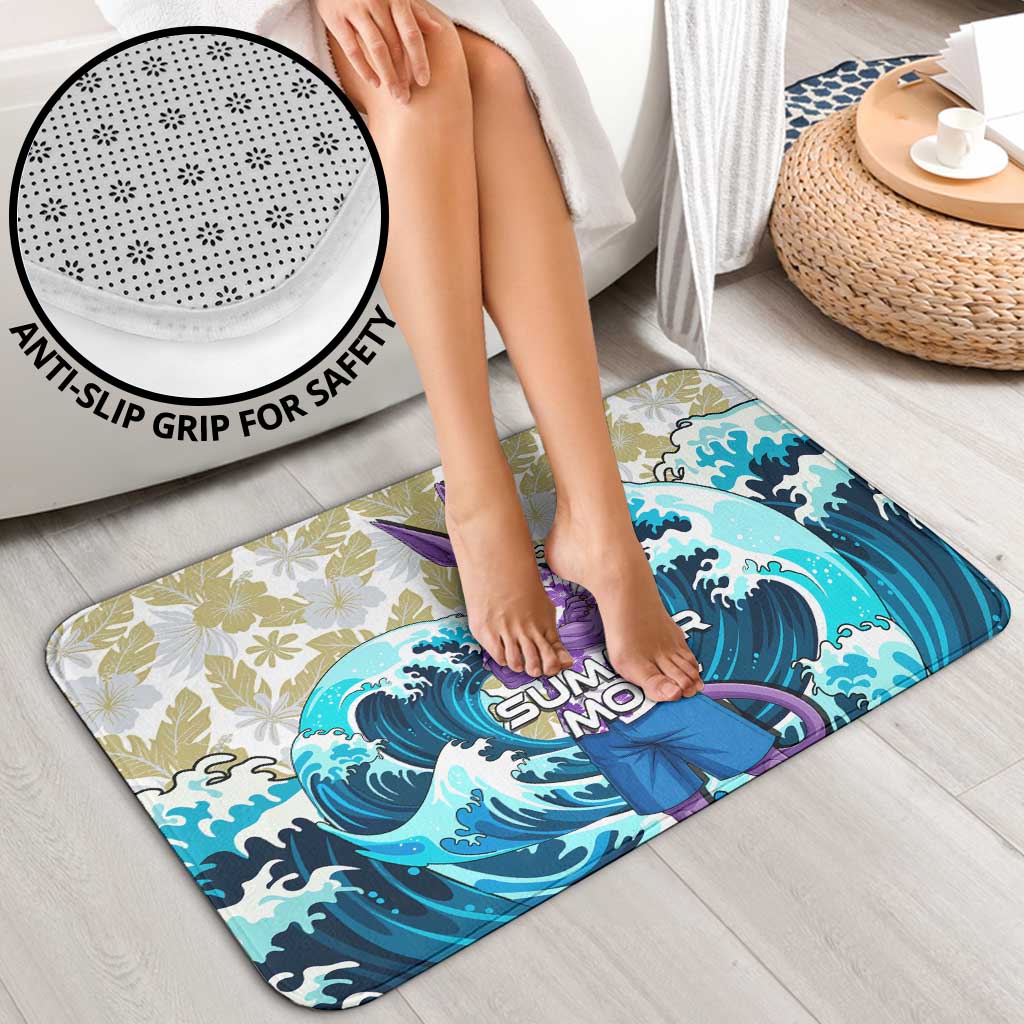 Beerus Dragon Ball Summer Theme Bathroom Set with Floral Shirt Sunglasses Shenron and Ocean Wave Background - The Mazicc