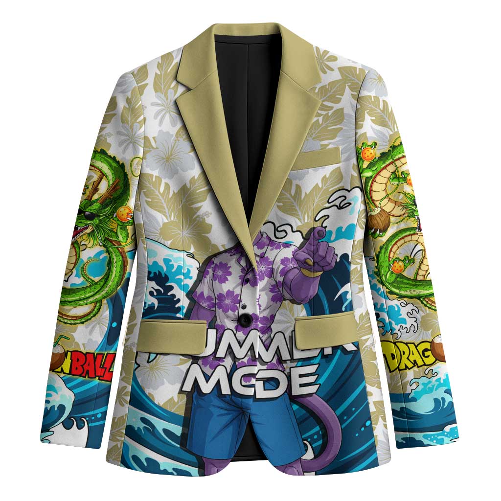 Beerus Dragon Ball Summer Theme Blazer with Floral Shirt Sunglasses Shenron and Ocean Wave Background - The Mazicc