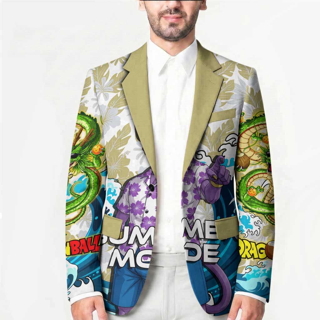 Beerus Dragon Ball Summer Theme Blazer with Floral Shirt Sunglasses Shenron and Ocean Wave Background - The Mazicc