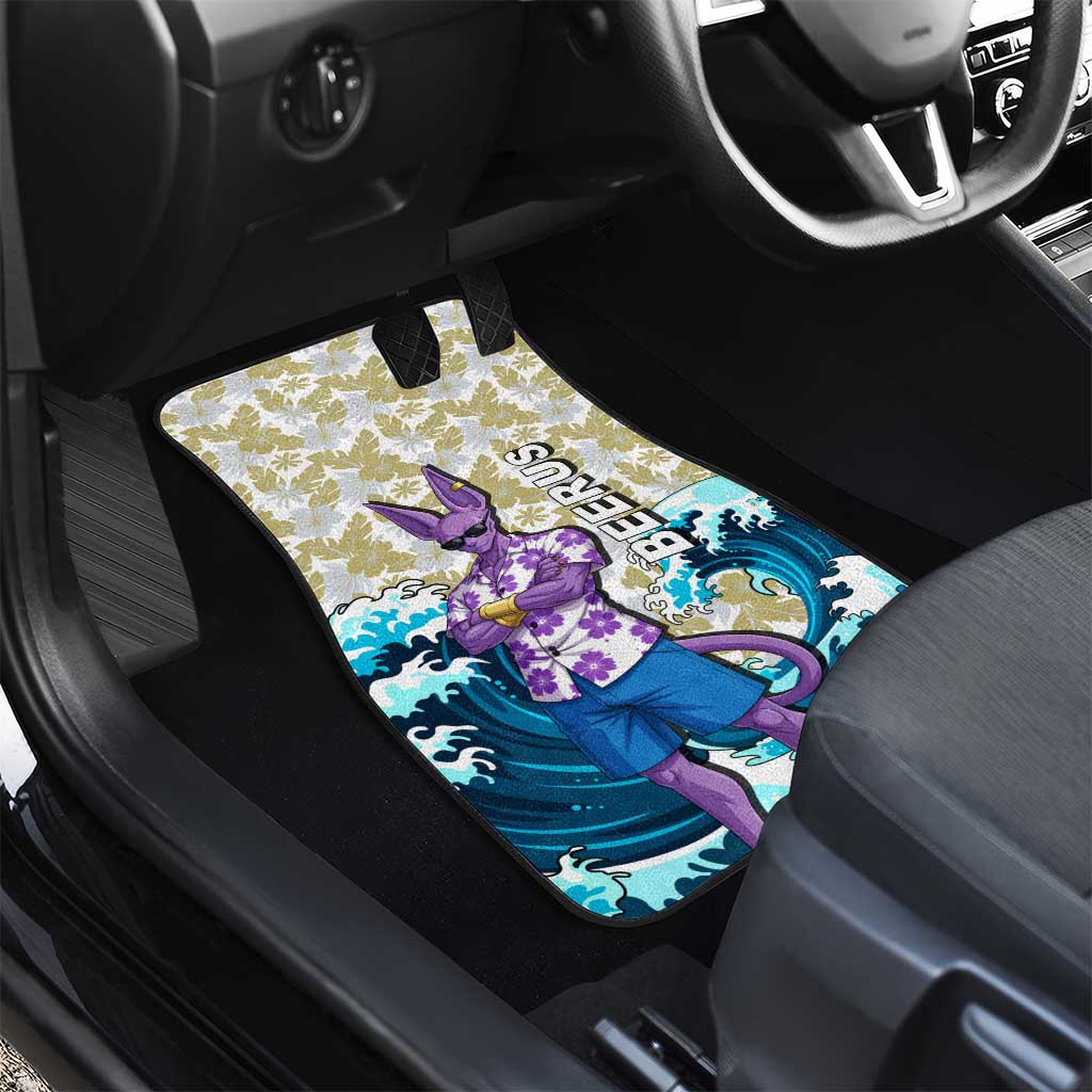 Beerus Dragon Ball Summer Theme Car Mats with Floral Shirt Sunglasses Shenron and Ocean Wave Background - The Mazicc