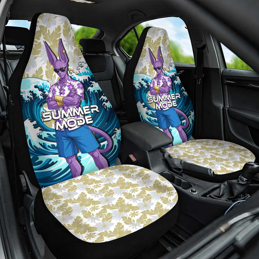 Beerus Dragon Ball Summer Theme Car Seat Cover with Floral Shirt Sunglasses Shenron and Ocean Wave Background - The Mazicc