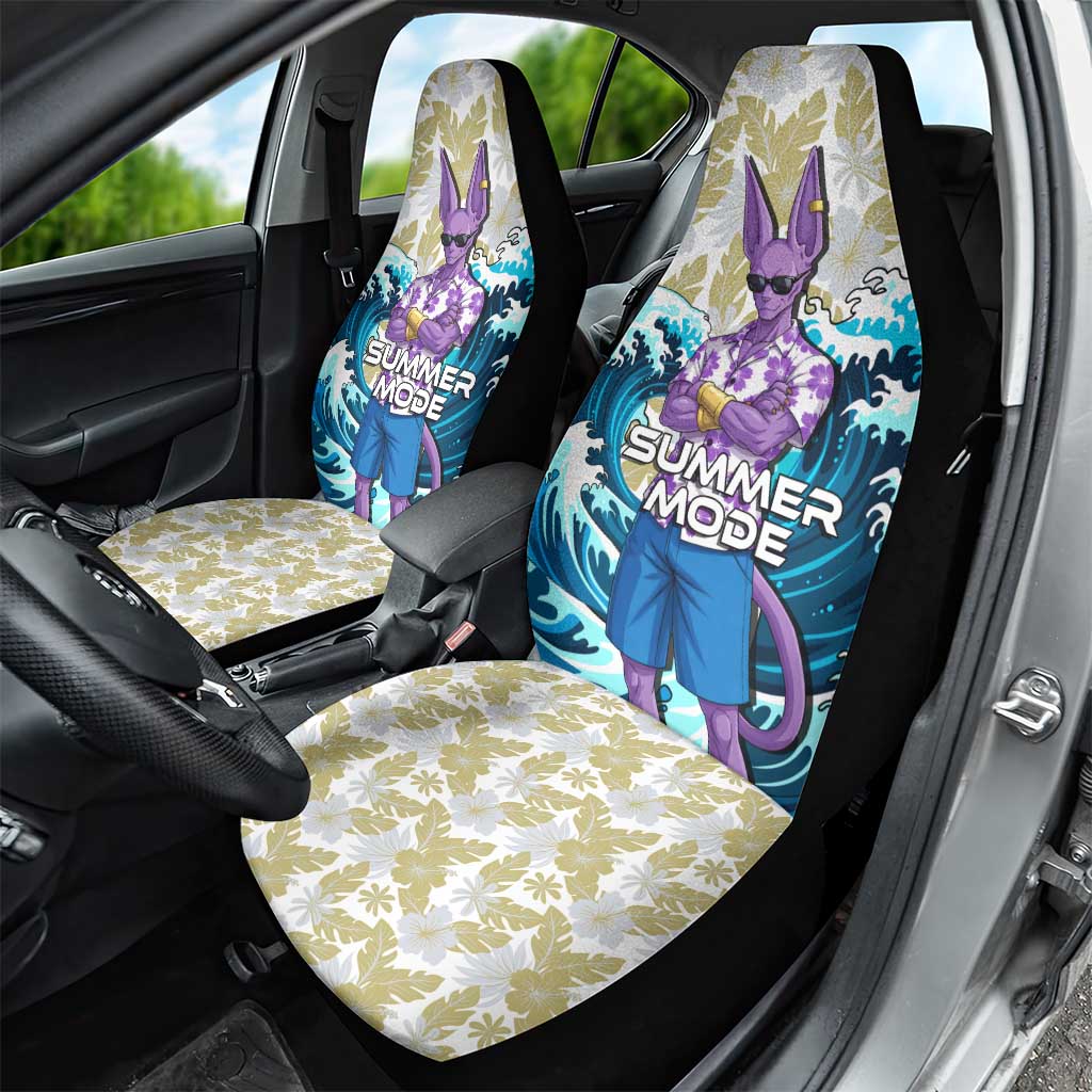 Beerus Dragon Ball Summer Theme Car Seat Cover with Floral Shirt Sunglasses Shenron and Ocean Wave Background - The Mazicc