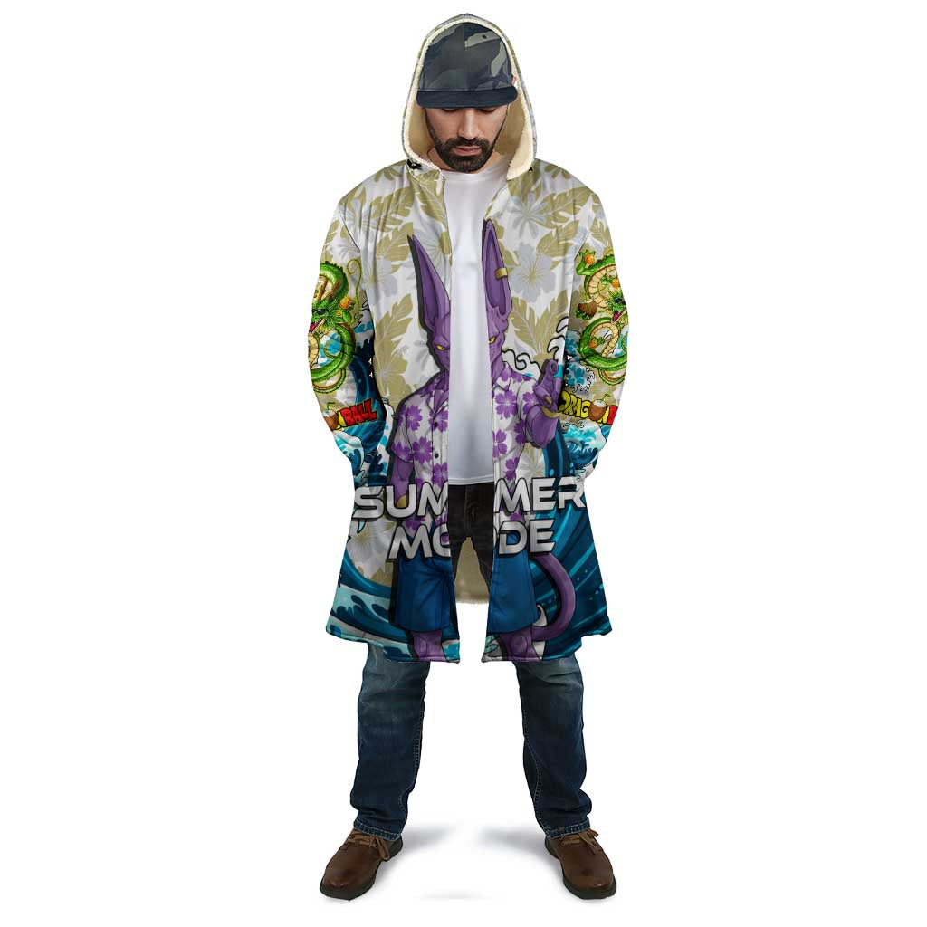 Beerus Dragon Ball Summer Theme Cloak with Floral Shirt Sunglasses Shenron and Ocean Wave Background - The Mazicc