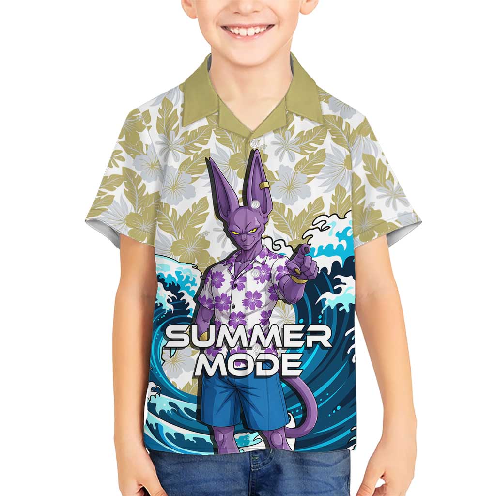 Beerus Dragon Ball Summer Theme Hawaiian Shirt with Floral Shirt Sunglasses Shenron and Ocean Wave Background - The Mazicc