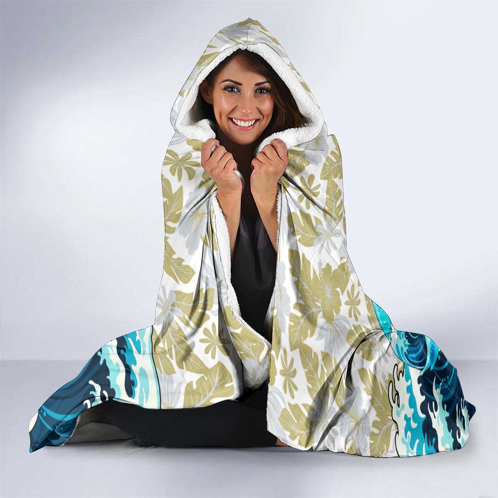 Beerus Dragon Ball Summer Theme Hooded Blanket with Floral Shirt Sunglasses Shenron and Ocean Wave Background - The Mazicc