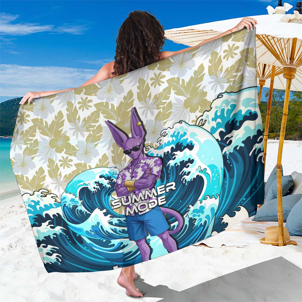 Beerus Dragon Ball Summer Theme Sarong with Floral Shirt Sunglasses Shenron and Ocean Wave Background - The Mazicc