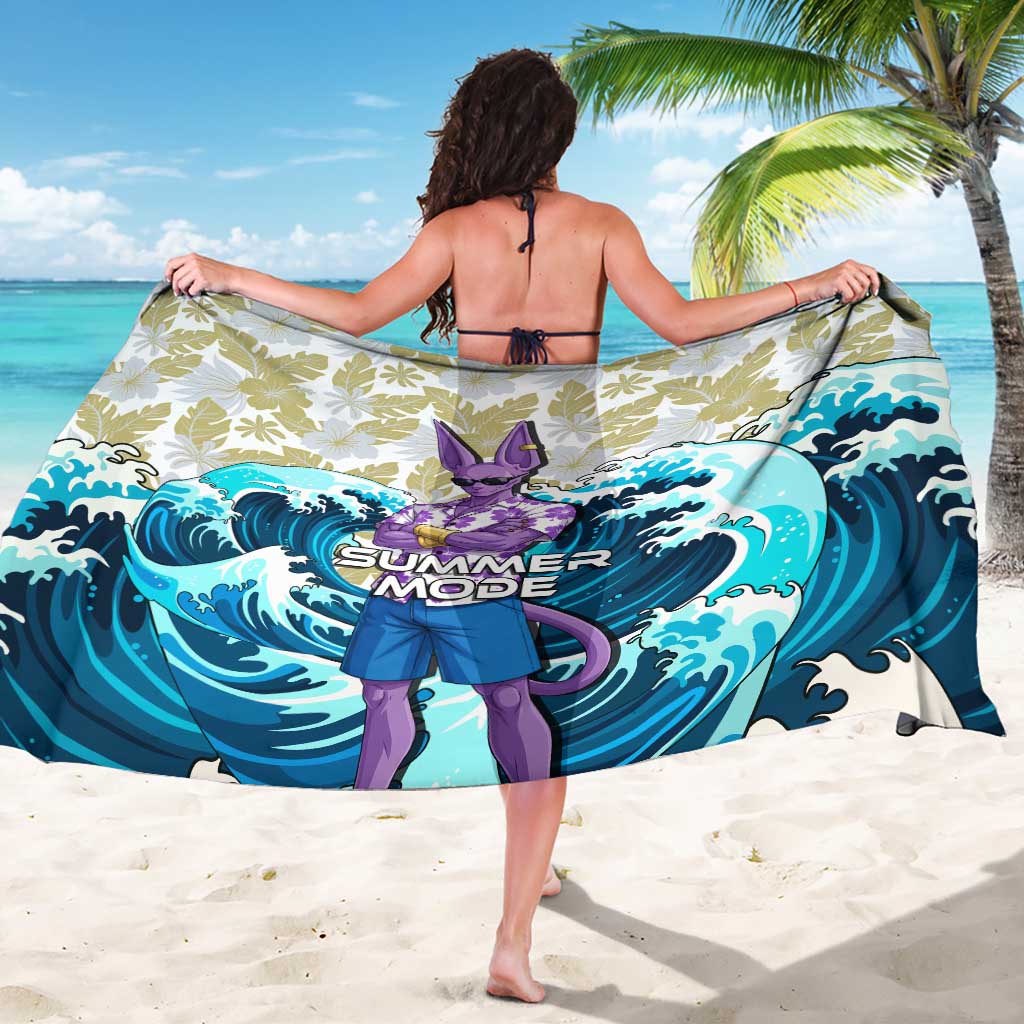 Beerus Dragon Ball Summer Theme Sarong with Floral Shirt Sunglasses Shenron and Ocean Wave Background - The Mazicc