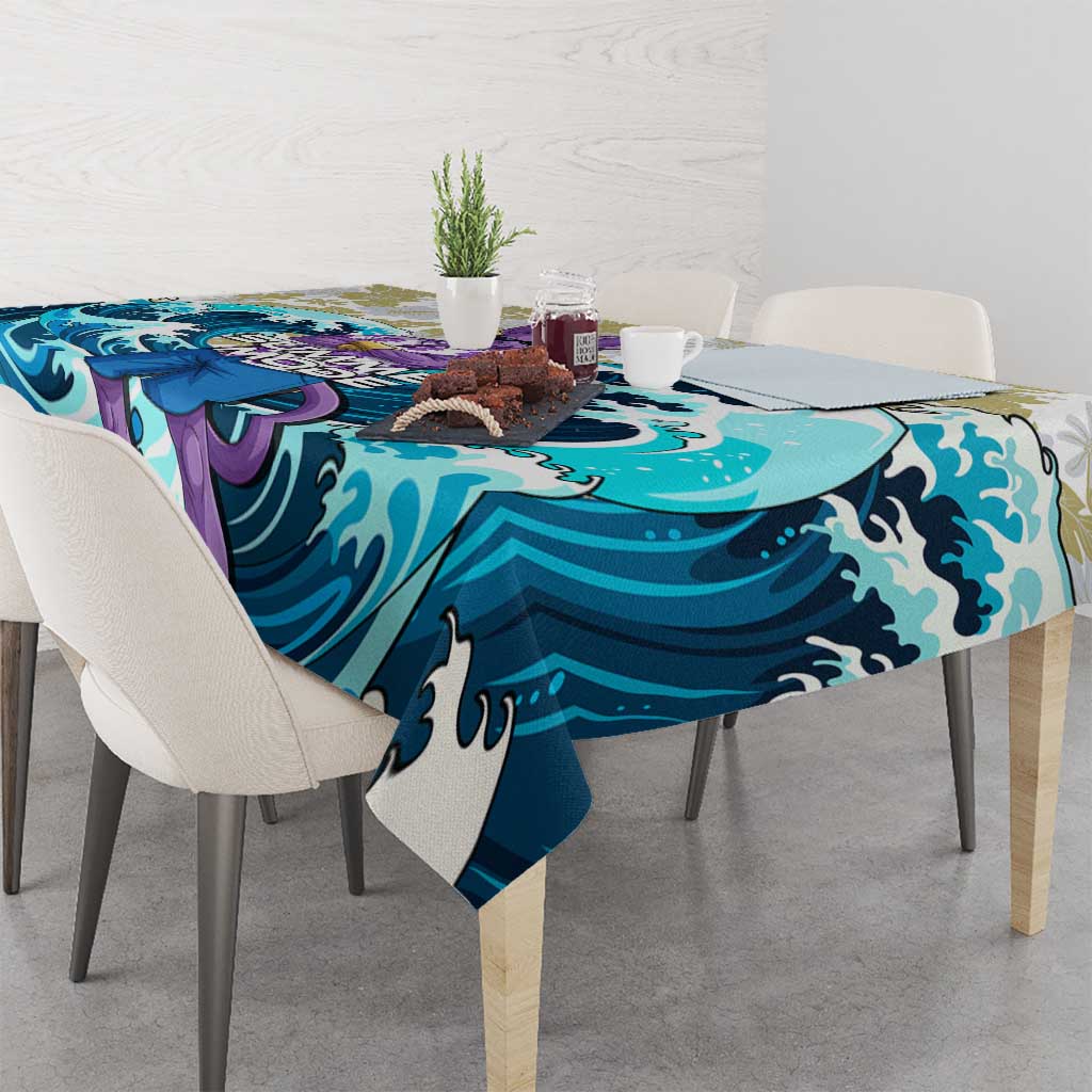 Beerus Dragon Ball Summer Theme Tablecloth with Floral Shirt Sunglasses Shenron and Ocean Wave Background - The Mazicc