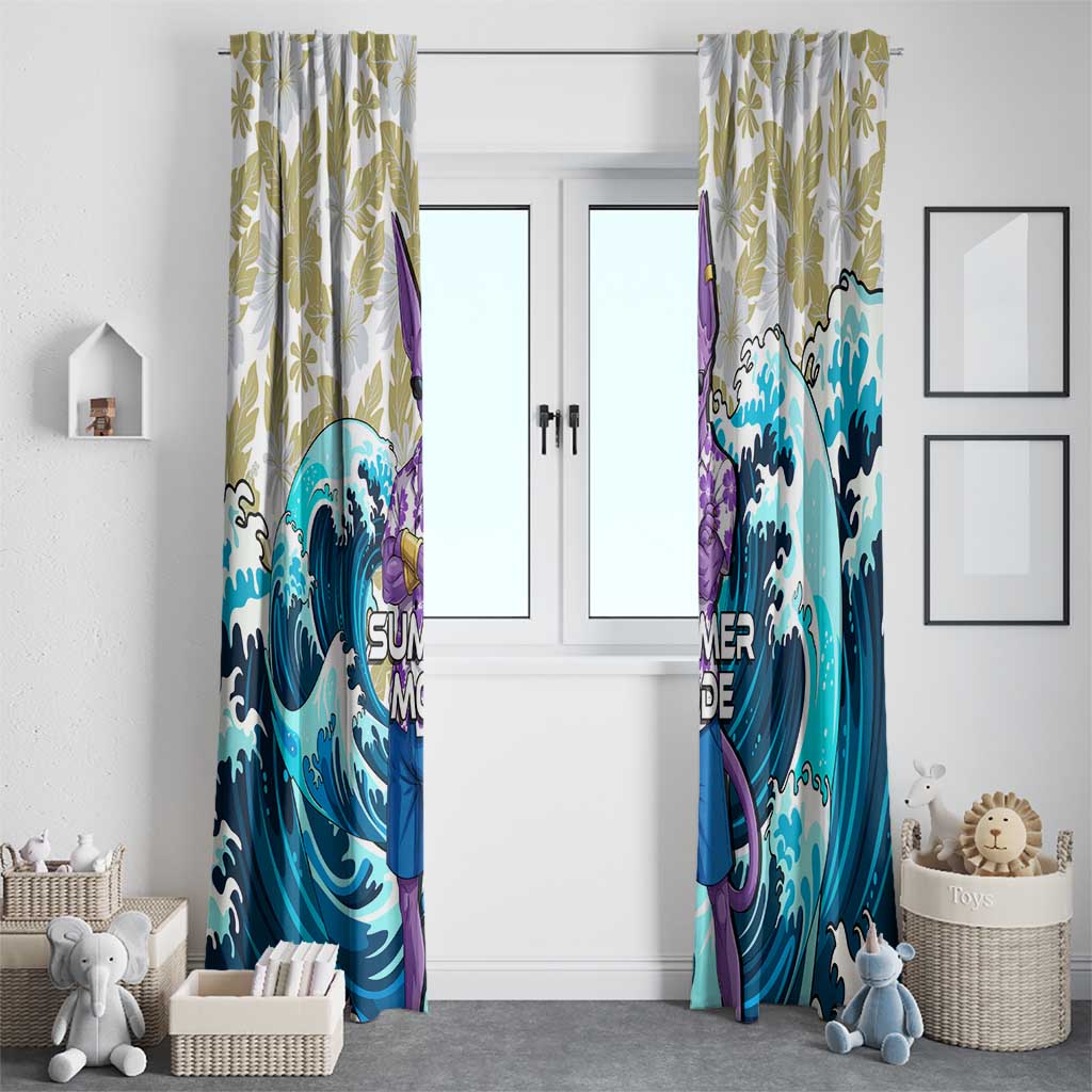Beerus Dragon Ball Summer Theme Window Curtain with Floral Shirt Sunglasses Shenron and Ocean Wave Background - The Mazicc