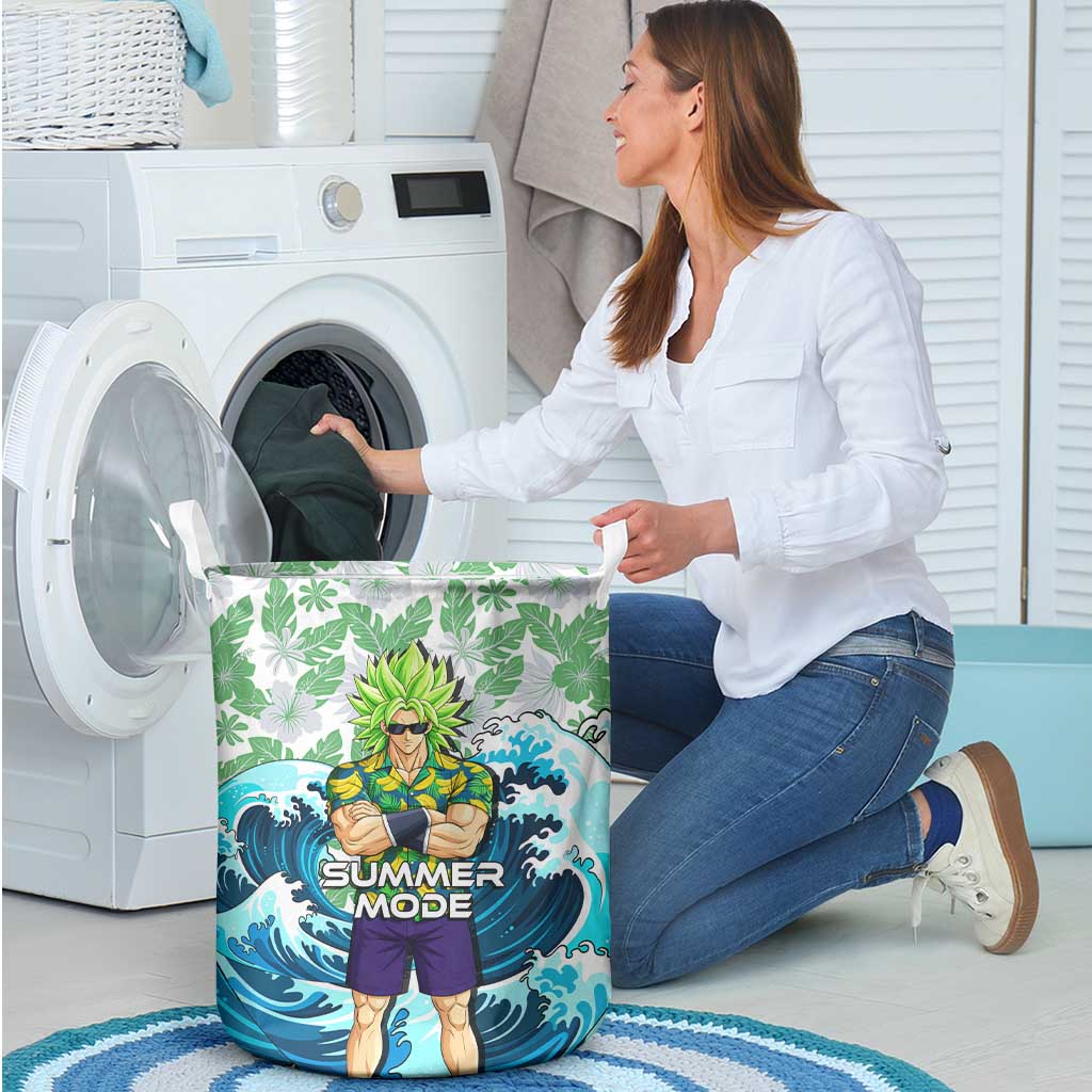 Broly Dragon Ball Summer Theme Laundry Basket with Banana Shirt Sunglasses Shenron and Tropical Ocean Background - The Mazicc