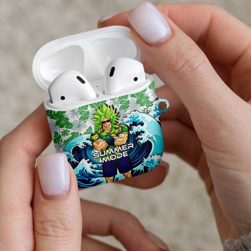 Broly Dragon Ball Summer Theme AirPods Case with Banana Shirt Sunglasses Shenron and Tropical Ocean Background - The Mazicc