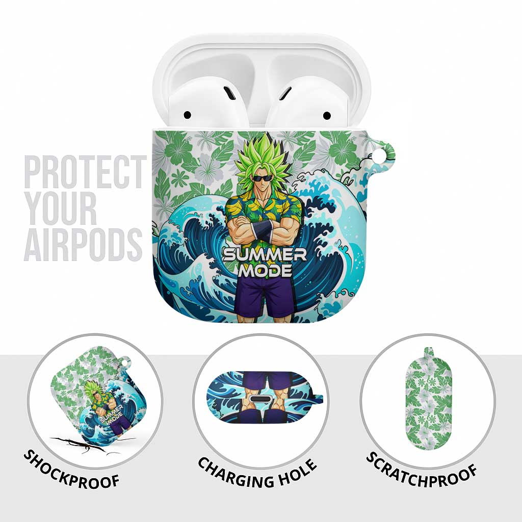 Broly Dragon Ball Summer Theme AirPods Case with Banana Shirt Sunglasses Shenron and Tropical Ocean Background - The Mazicc