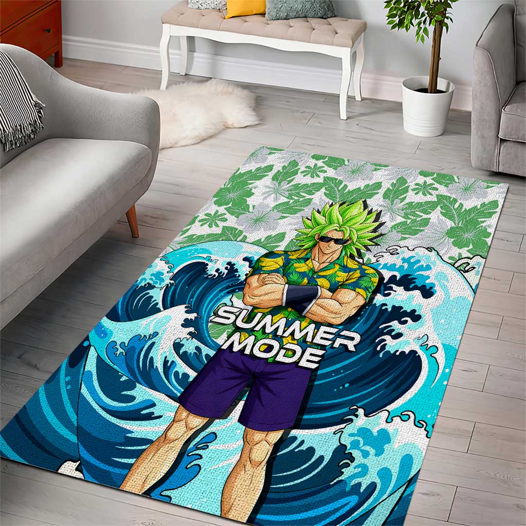 Broly Dragon Ball Summer Theme Area Rug with Banana Shirt Sunglasses Shenron and Tropical Ocean Background - The Mazicc