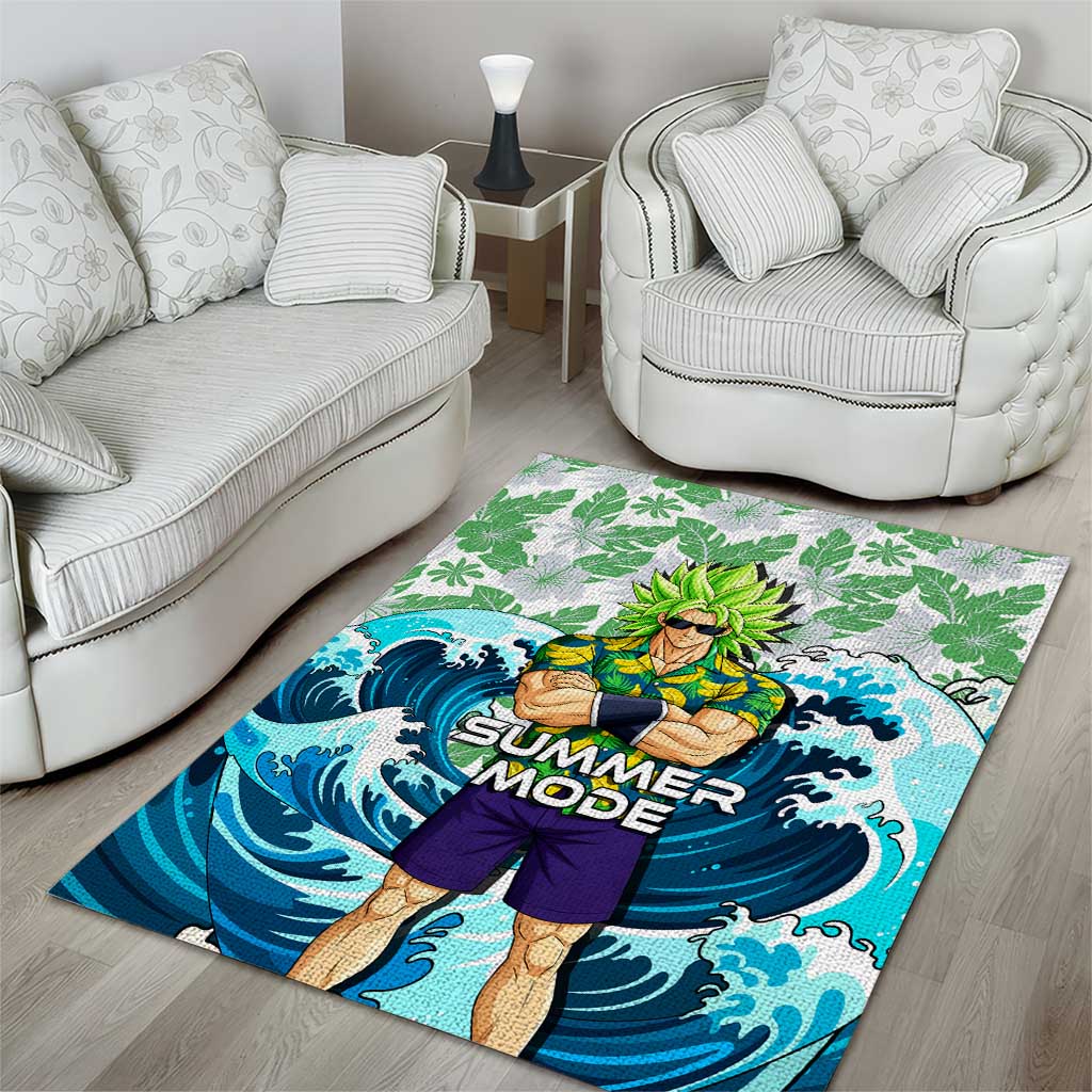 Broly Dragon Ball Summer Theme Area Rug with Banana Shirt Sunglasses Shenron and Tropical Ocean Background - The Mazicc