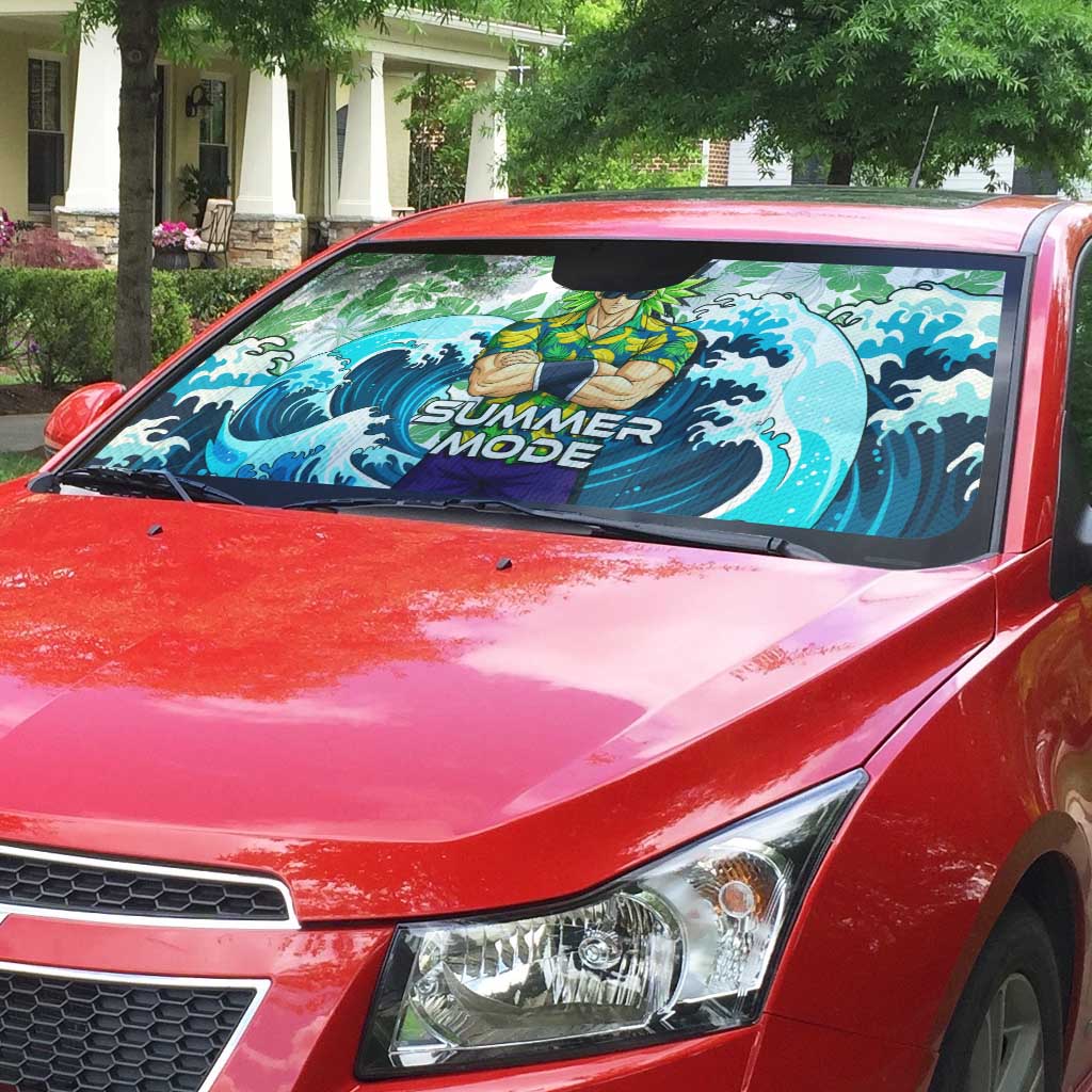 Broly Dragon Ball Summer Theme Auto Sun Shade with Banana Shirt Sunglasses Shenron and Tropical Ocean Background - The Mazicc