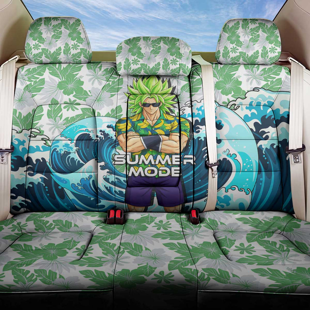 Broly Dragon Ball Summer Theme Back Car Seat Cover with Banana Shirt Sunglasses Shenron and Tropical Ocean Background - The Mazicc