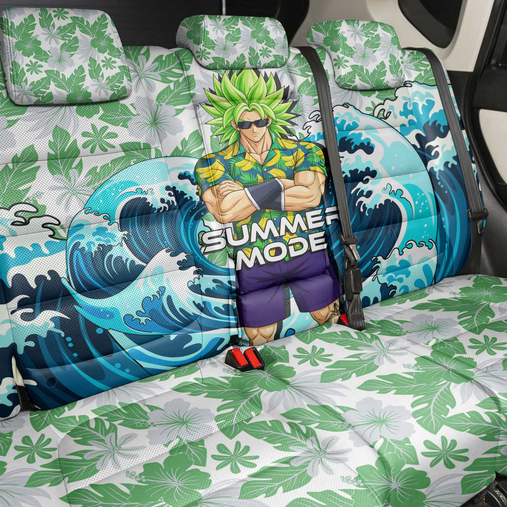 Broly Dragon Ball Summer Theme Back Car Seat Cover with Banana Shirt Sunglasses Shenron and Tropical Ocean Background - The Mazicc