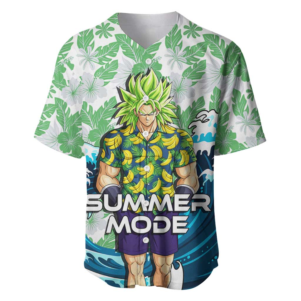 Broly Dragon Ball Summer Theme Baseball Jersey with Banana Shirt Sunglasses Shenron and Tropical Ocean Background - The Mazicc