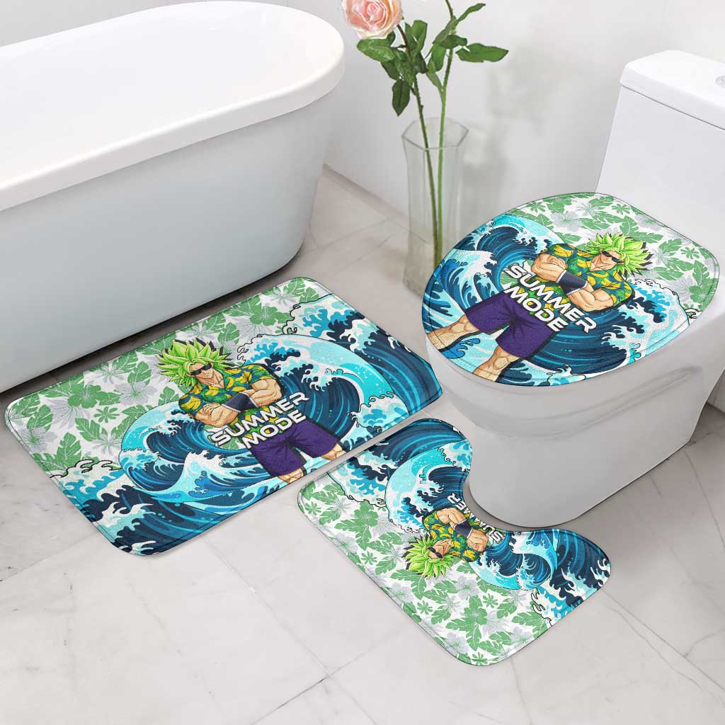 Broly Dragon Ball Summer Theme Bathroom Set with Banana Shirt Sunglasses Shenron and Tropical Ocean Background - The Mazicc