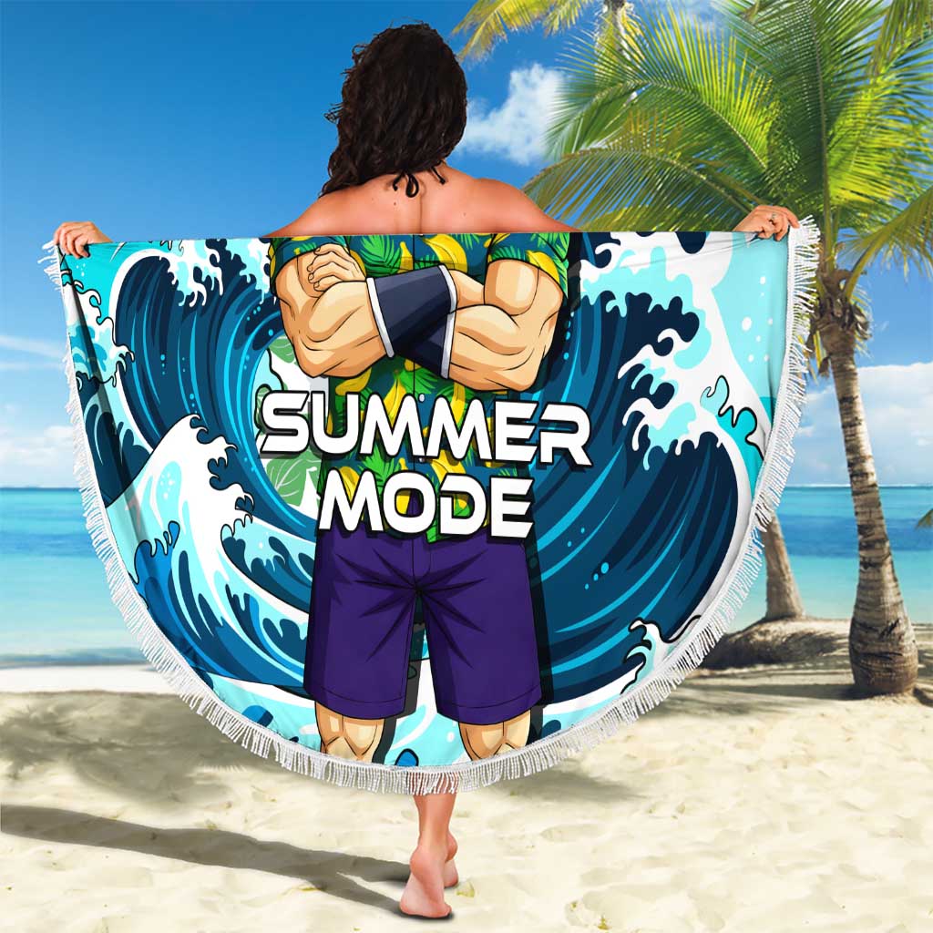 Broly Dragon Ball Summer Theme Beach Blanket with Banana Shirt Sunglasses Shenron and Tropical Ocean Background - The Mazicc