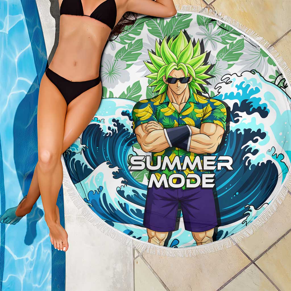 Broly Dragon Ball Summer Theme Beach Blanket with Banana Shirt Sunglasses Shenron and Tropical Ocean Background - The Mazicc