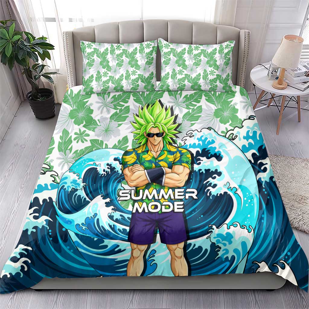 Broly Dragon Ball Summer Theme Bedding Set with Banana Shirt Sunglasses Shenron and Tropical Ocean Background - The Mazicc