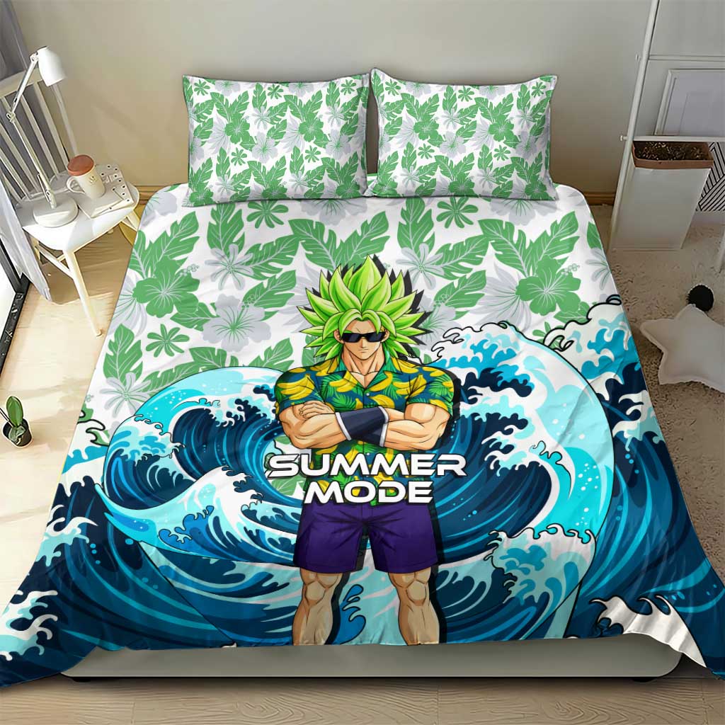 Broly Dragon Ball Summer Theme Bedding Set with Banana Shirt Sunglasses Shenron and Tropical Ocean Background - The Mazicc