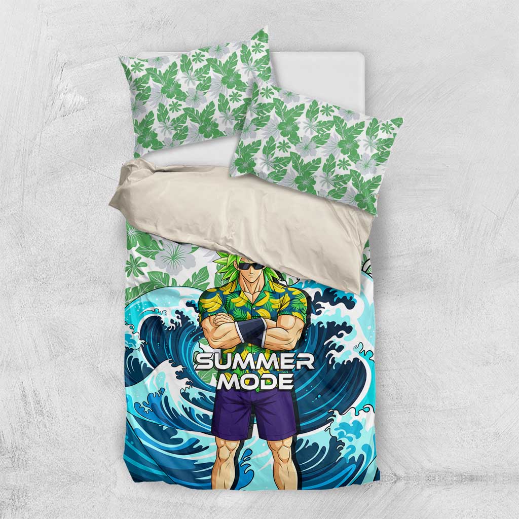 Broly Dragon Ball Summer Theme Bedding Set with Banana Shirt Sunglasses Shenron and Tropical Ocean Background - The Mazicc