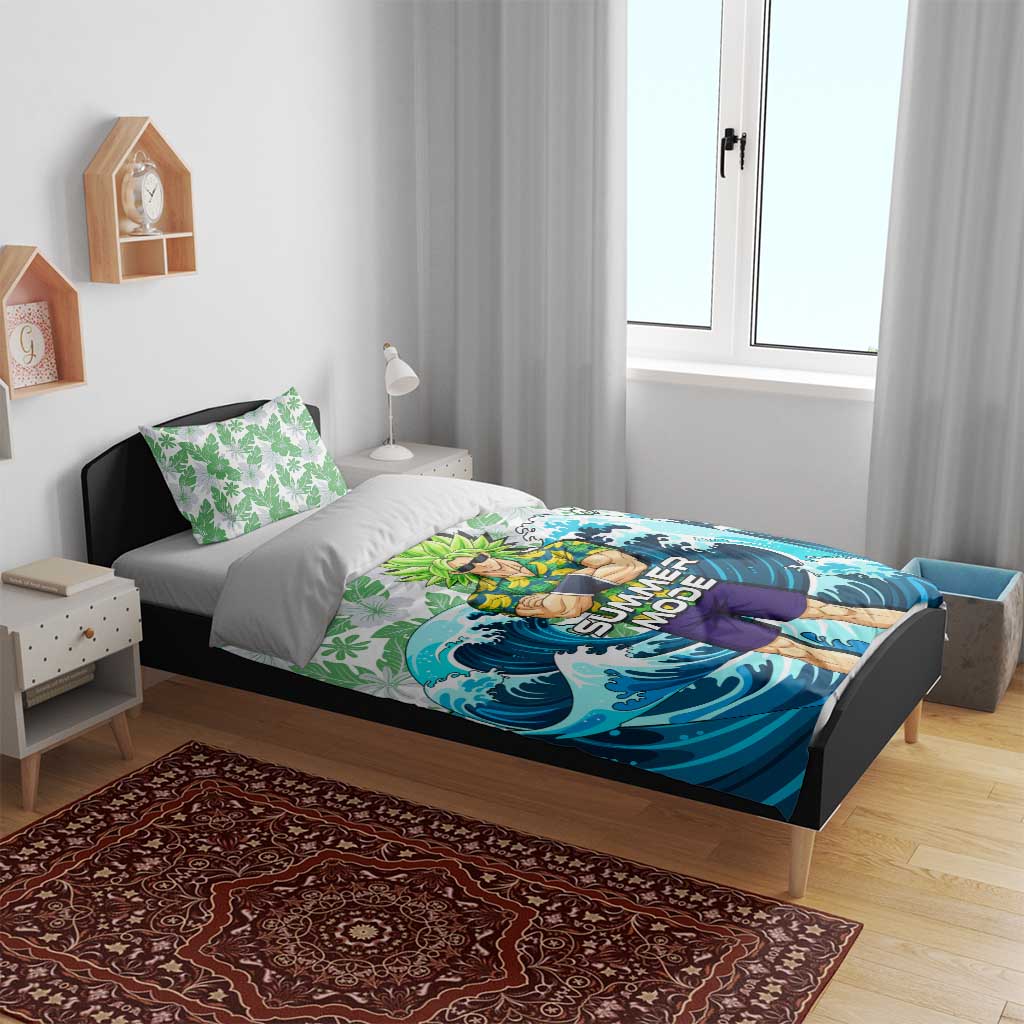 Broly Dragon Ball Summer Theme Bedding Set with Banana Shirt Sunglasses Shenron and Tropical Ocean Background - The Mazicc