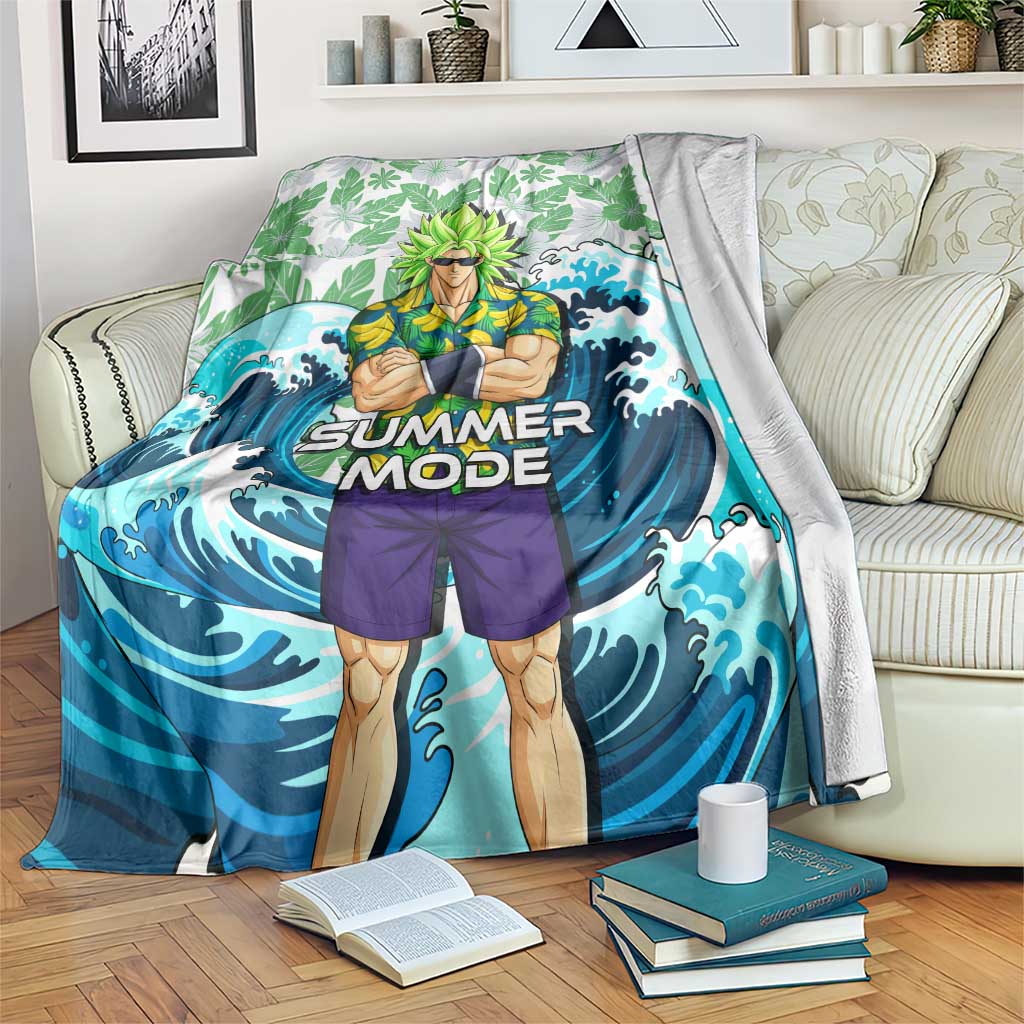 Broly Dragon Ball Summer Theme Blanket with Banana Shirt Sunglasses Shenron and Tropical Ocean Background - The Mazicc