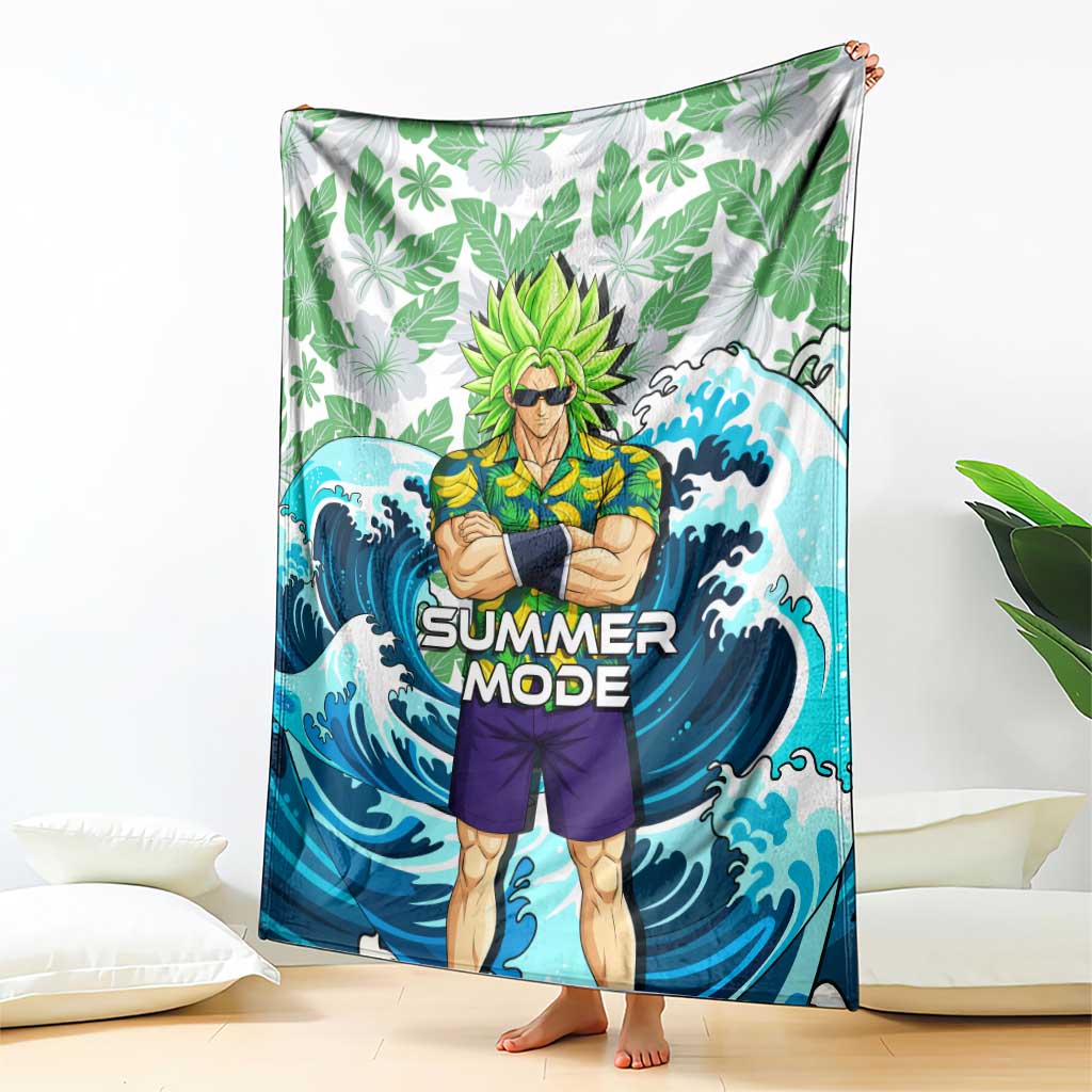 Broly Dragon Ball Summer Theme Blanket with Banana Shirt Sunglasses Shenron and Tropical Ocean Background - The Mazicc