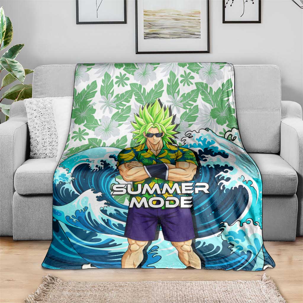Broly Dragon Ball Summer Theme Blanket with Banana Shirt Sunglasses Shenron and Tropical Ocean Background - The Mazicc