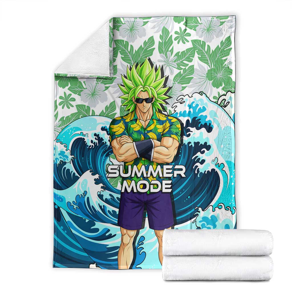 Broly Dragon Ball Summer Theme Blanket with Banana Shirt Sunglasses Shenron and Tropical Ocean Background - The Mazicc