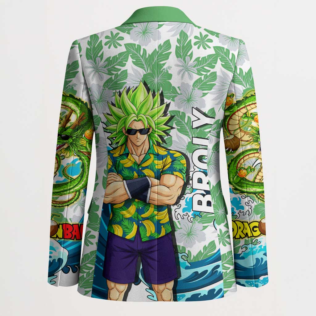 Broly Dragon Ball Summer Theme Blazer with Banana Shirt Sunglasses Shenron and Tropical Ocean Background - The Mazicc