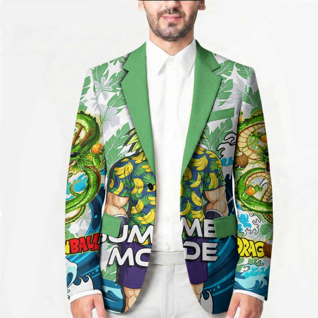 Broly Dragon Ball Summer Theme Blazer with Banana Shirt Sunglasses Shenron and Tropical Ocean Background - The Mazicc
