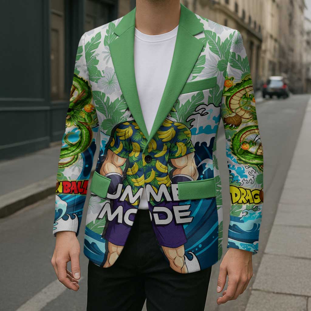 Broly Dragon Ball Summer Theme Blazer with Banana Shirt Sunglasses Shenron and Tropical Ocean Background - The Mazicc