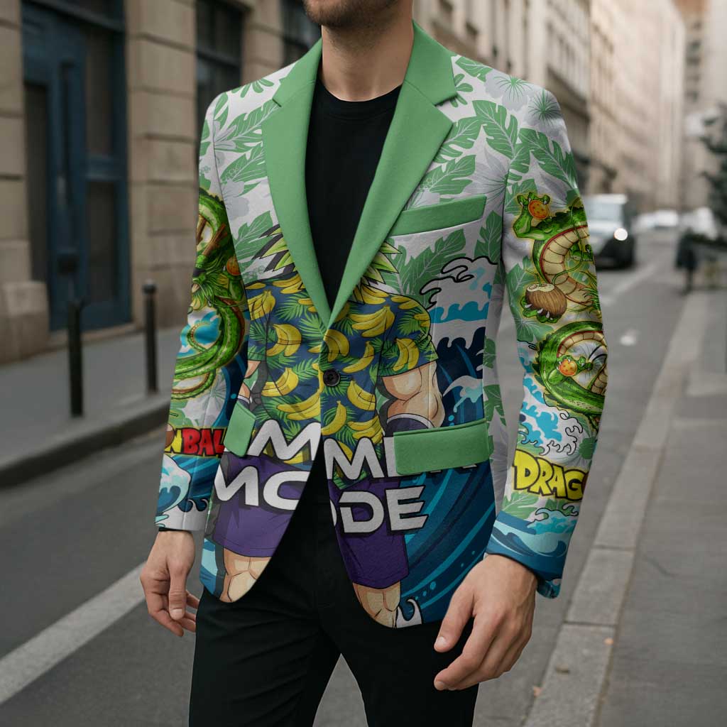 Broly Dragon Ball Summer Theme Blazer with Banana Shirt Sunglasses Shenron and Tropical Ocean Background - The Mazicc