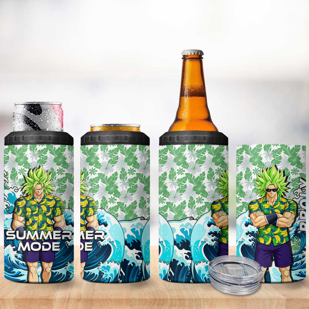 Broly Dragon Ball Summer Theme 4 in 1 Can Cooler Tumbler with Banana Shirt Sunglasses Shenron and Tropical Ocean Background - The Mazicc