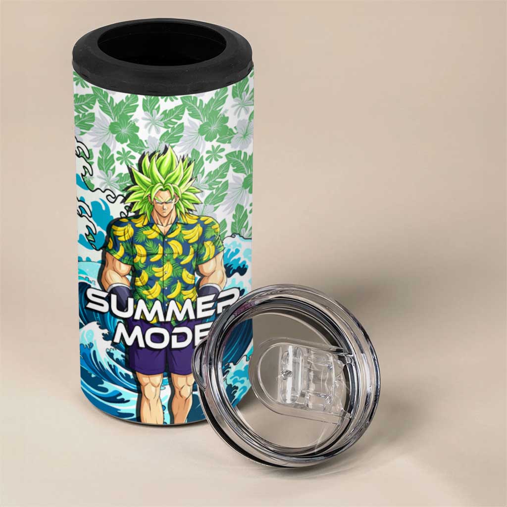 Broly Dragon Ball Summer Theme 4 in 1 Can Cooler Tumbler with Banana Shirt Sunglasses Shenron and Tropical Ocean Background - The Mazicc