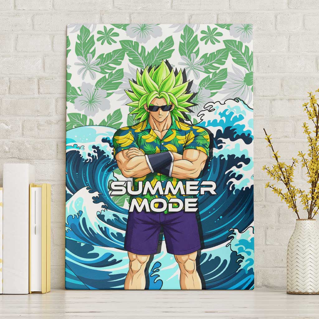 Broly Dragon Ball Summer Theme Canvas Wall Art with Banana Shirt Sunglasses Shenron and Tropical Ocean Background - The Mazicc