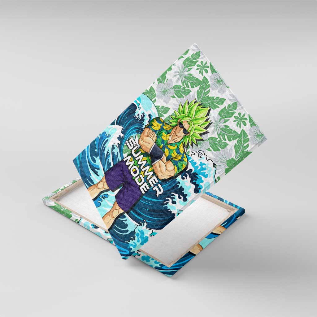 Broly Dragon Ball Summer Theme Canvas Wall Art with Banana Shirt Sunglasses Shenron and Tropical Ocean Background - The Mazicc