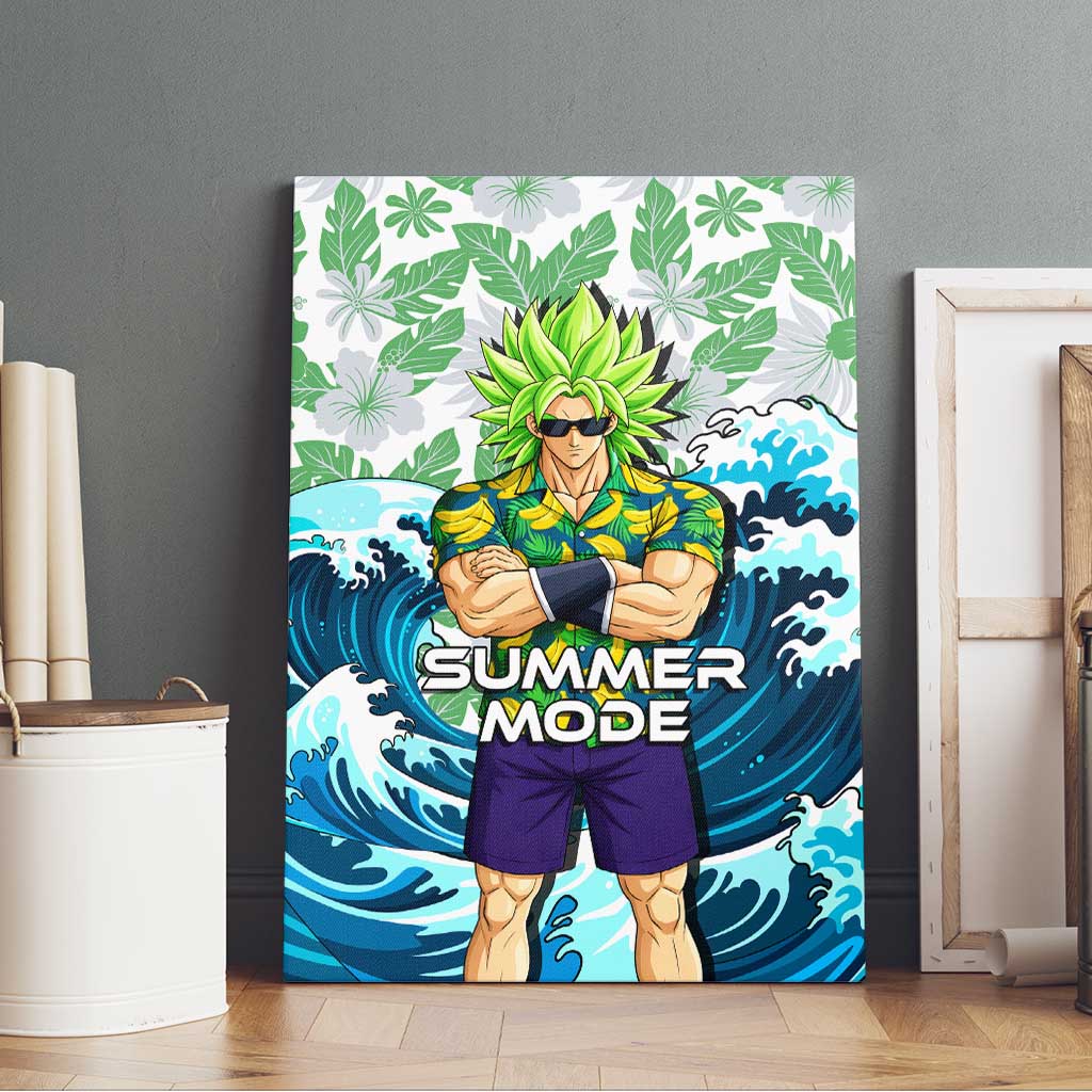 Broly Dragon Ball Summer Theme Canvas Wall Art with Banana Shirt Sunglasses Shenron and Tropical Ocean Background - The Mazicc